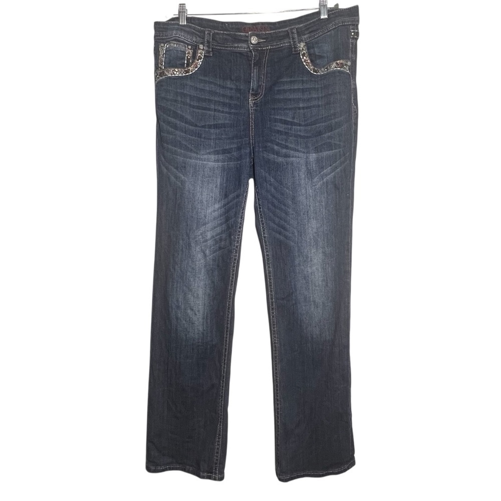 Grace in LA Womens Jeans Size 19 Embroidered Studded Denim Cowgirl Rodeo Western